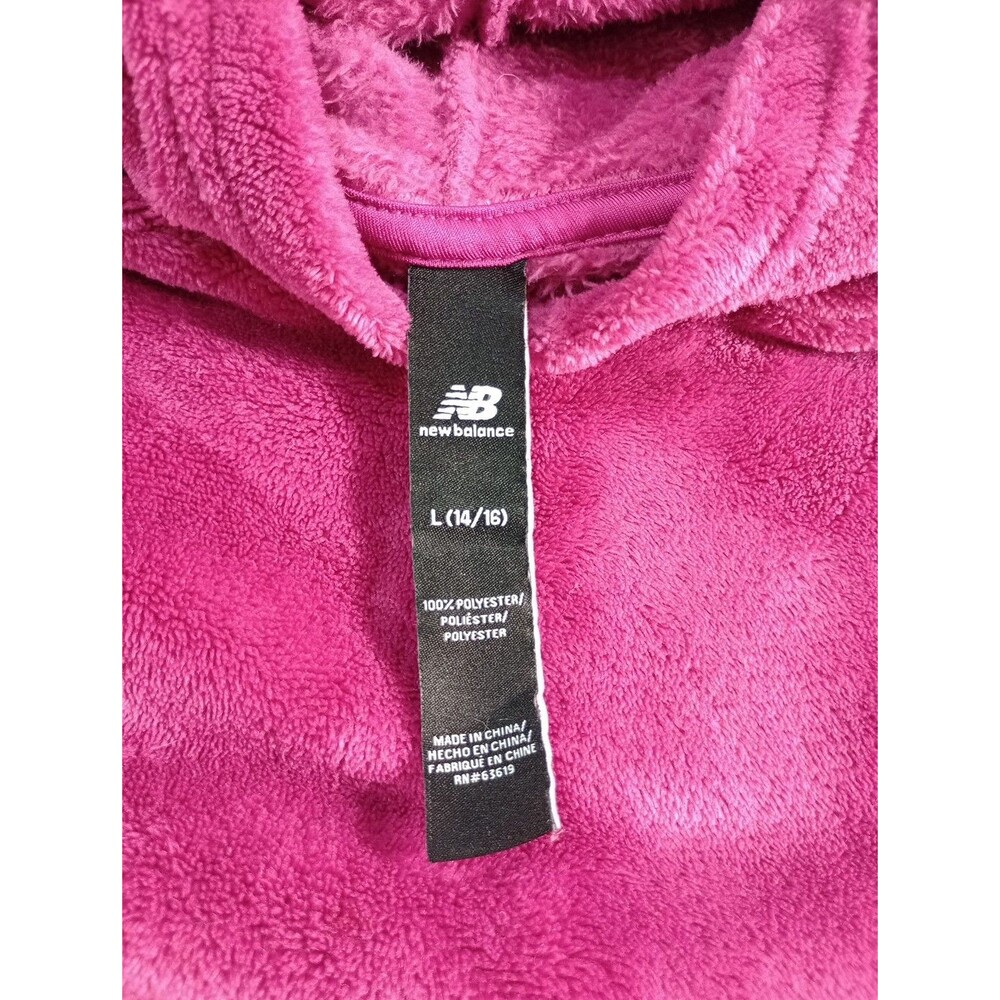 New Balance Kids Girls Pink Sherpa Hoodie Fuzzy Pullover Size Sz L (14/16) - Picture 5 of 11